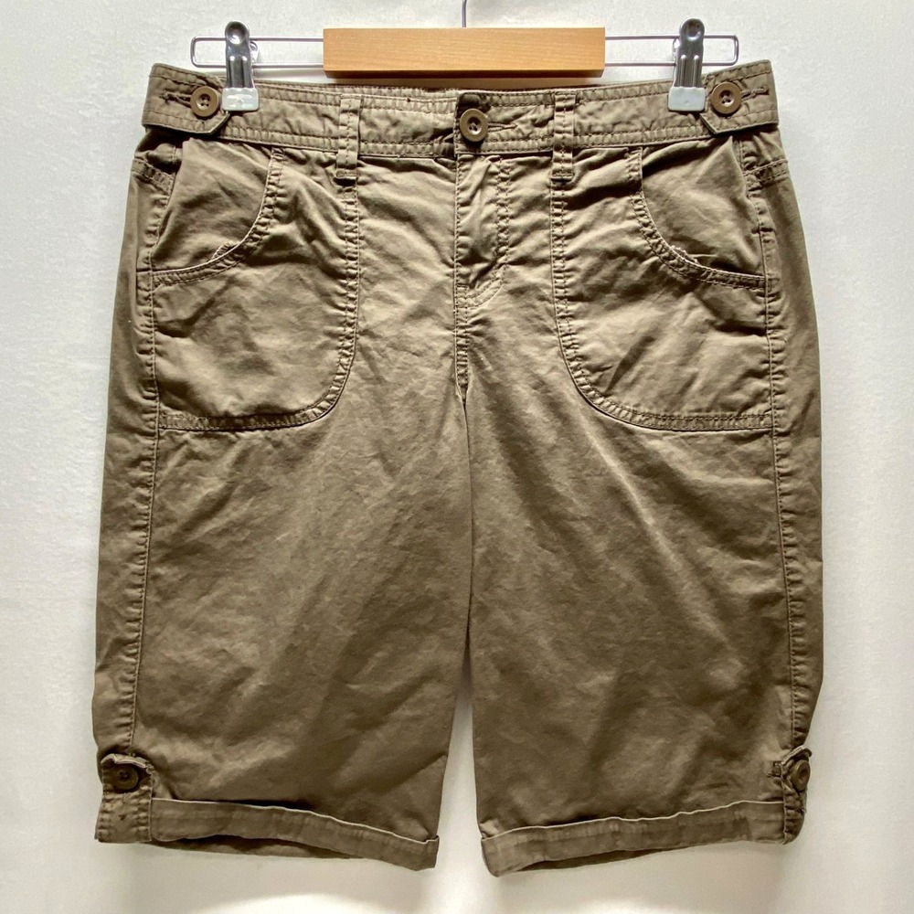 Calvin Klein Bermuda Shorts Women's 4 Brown Classic Twill Stretch Casual Pockets